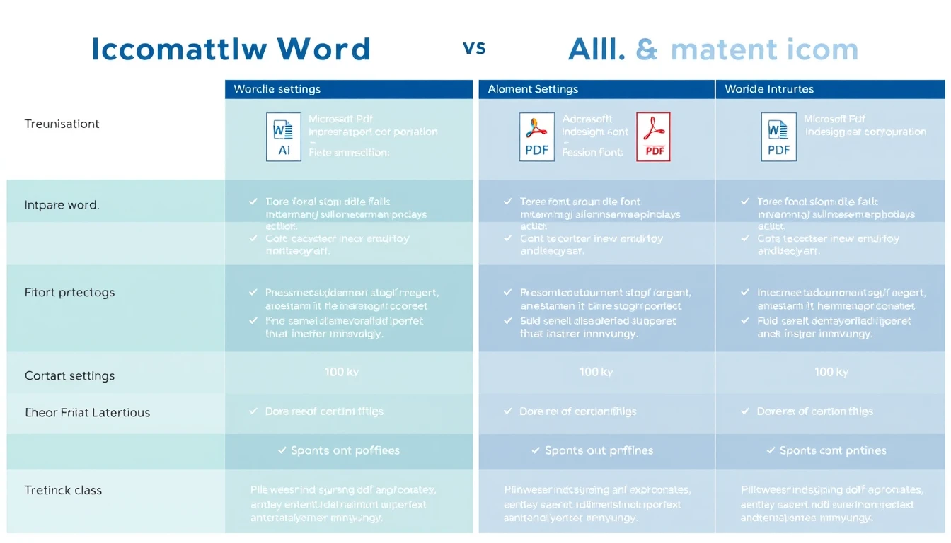 Comparison diagram of Word vs InDesign font embedding export settings